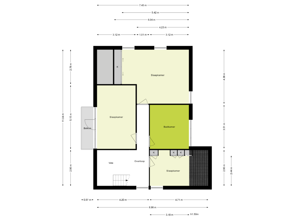 Bekijk plattegrond van 1e Verdieping van Emmastraat 12