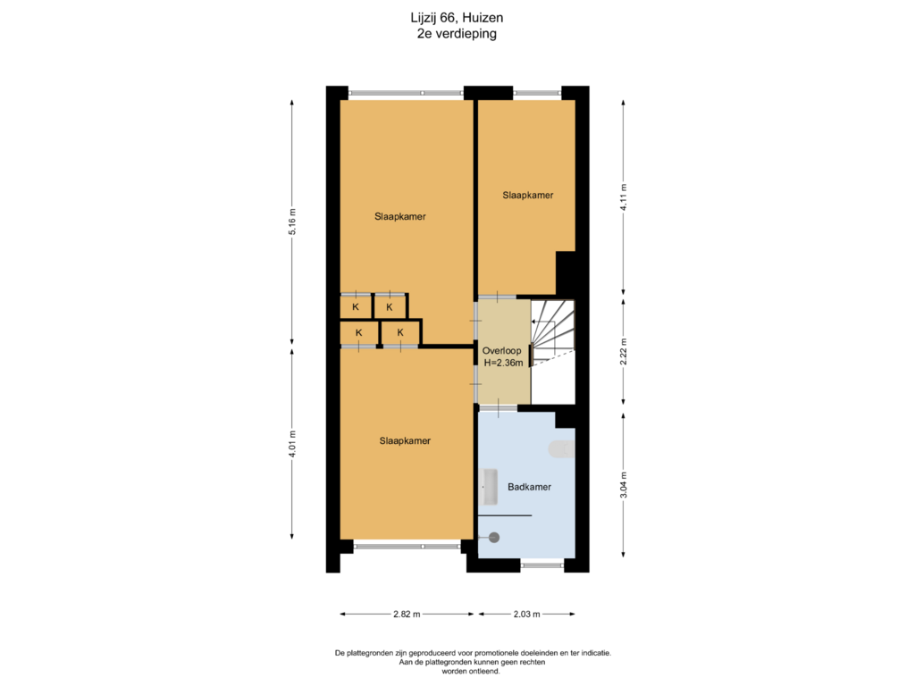 View floorplan of 2e verdieping of Lijzij 66