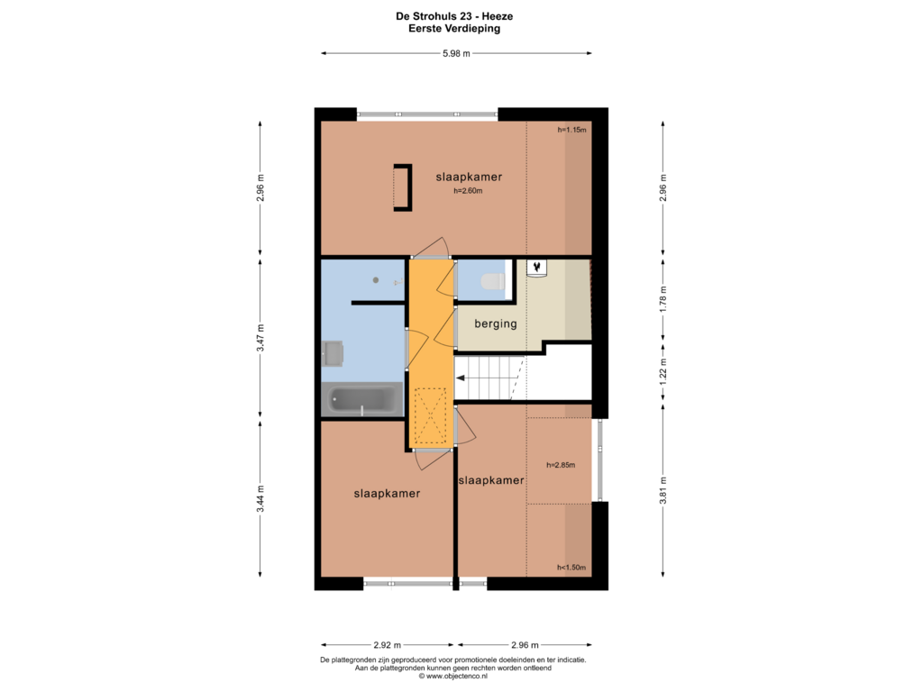 Bekijk plattegrond van EERSTE VERDIEPING van de Strohuls 23