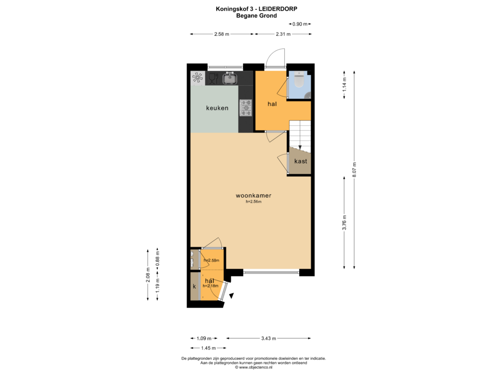 Bekijk plattegrond van BEGANE GROND van Koningshof 3