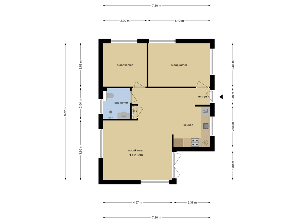 View floorplan of Appartement of Vilsterseweg 1-A044