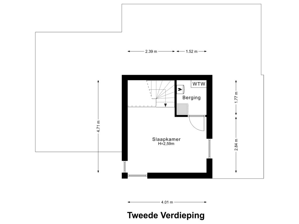 Bekijk plattegrond van Tweede Verdieping van Sint Michaëllaan 32