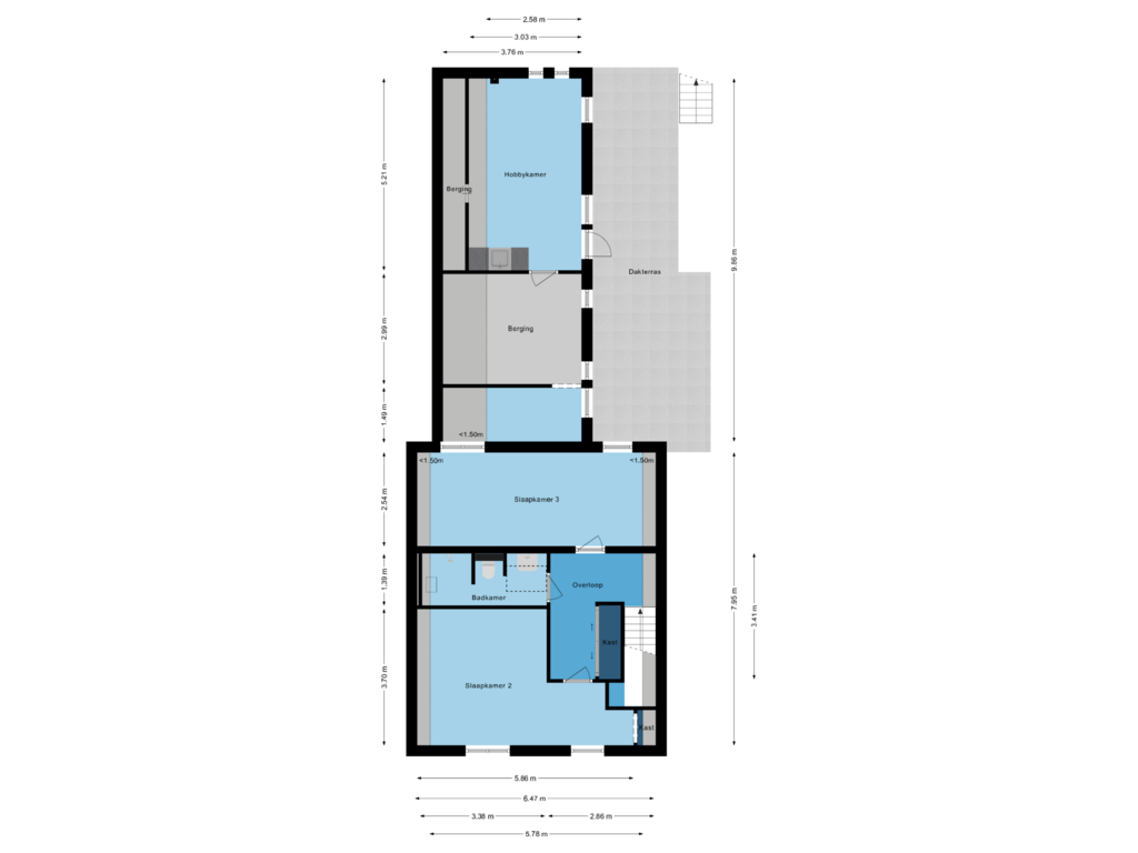 Bekijk plattegrond van Eerste verdieping van Hoogstraat 7