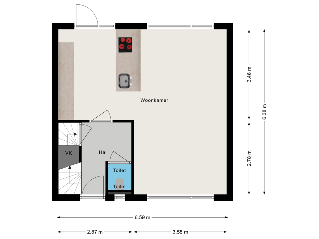 Bekijk plattegrond van Begane grond van Korte Wijden 12