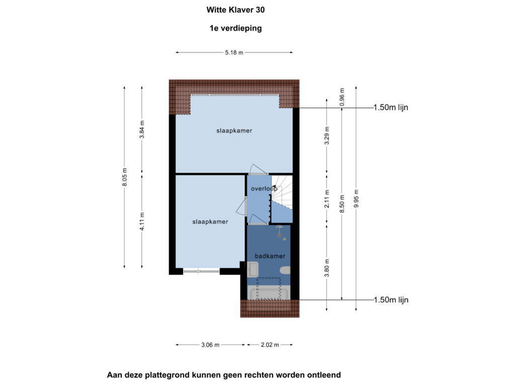 View floorplan of 1e verdieping of Witte Klaver 30