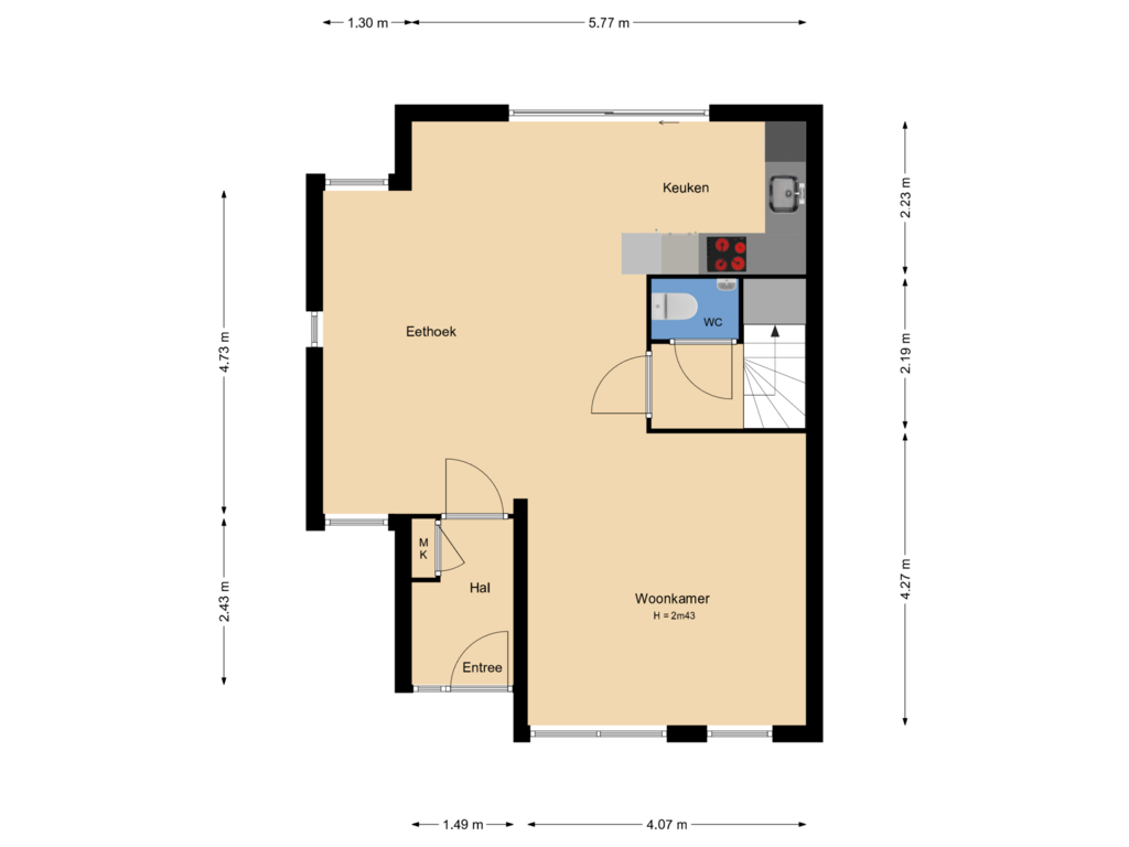 Bekijk plattegrond van Begane grond van Louis Paul Boonstraat 32