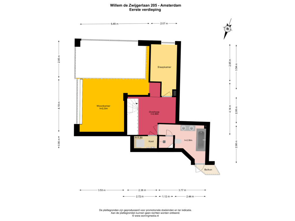 Bekijk plattegrond van Eerste verdieping van Willem de Zwijgerlaan 205