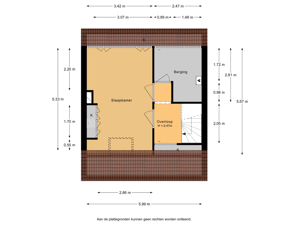 View floorplan of 2e Verdieping of Reigerstraat 15