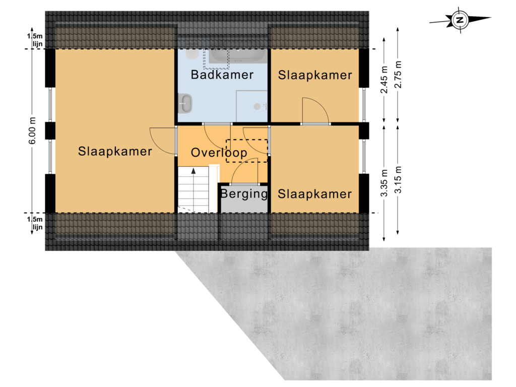 Bekijk plattegrond van 1e Verdieping van Ds. J.W.B. Cohenstraat 1