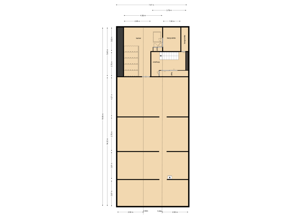 View floorplan of 1e verdieping of Venneweg 33