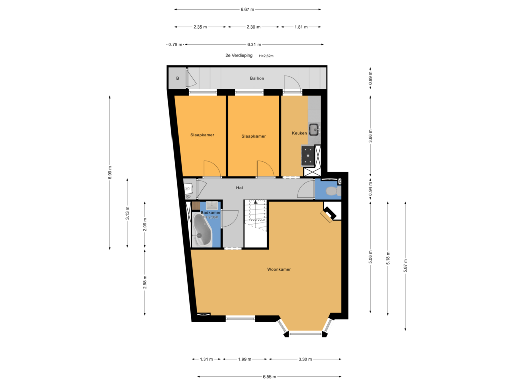 Bekijk plattegrond van 2e Verdieping van Drogersdijk 18