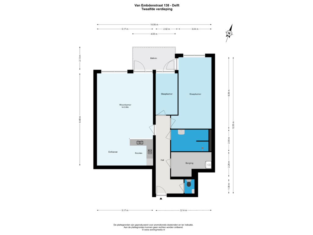 Bekijk plattegrond van 12e_verd van Van Embdenstraat 138