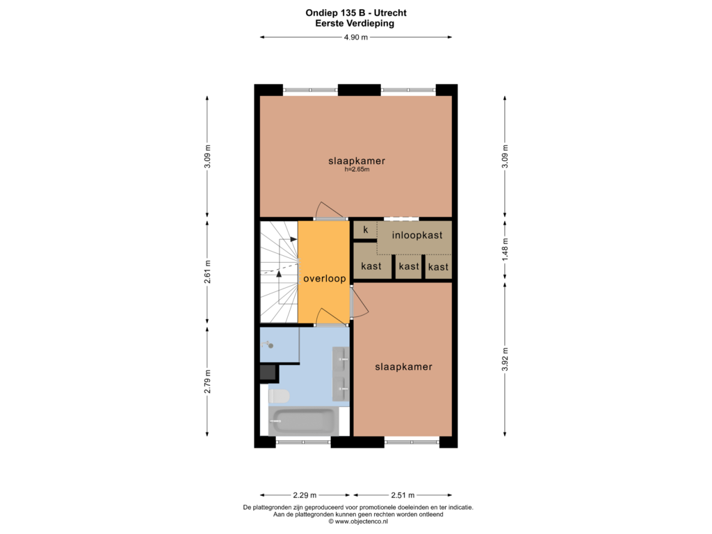 View floorplan of EERSTE VERDIEPING of Ondiep 135-B