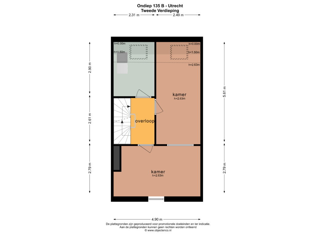 View floorplan of TWEEDE VERDIEPING of Ondiep 135-B