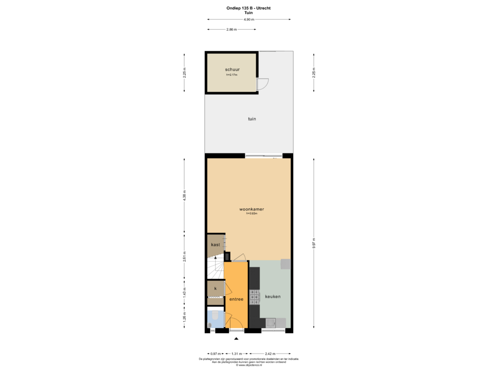 View floorplan of TUIN of Ondiep 135-B