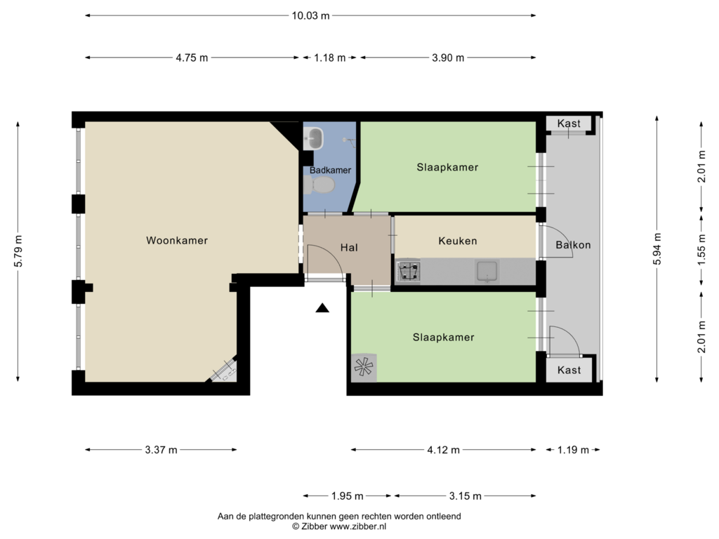 Bekijk plattegrond van Appartement van Van Spilbergenstraat 64-1