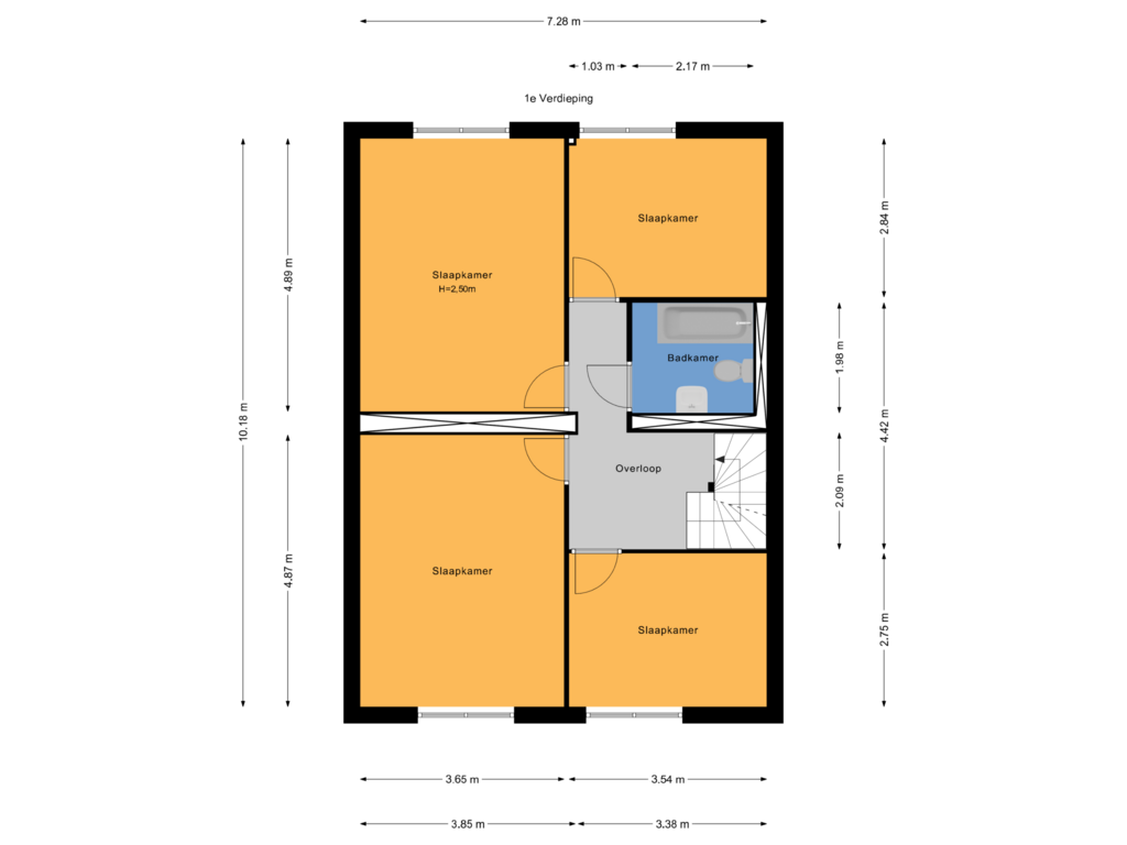 Bekijk plattegrond van 1e Verdieping van Schelfhoutstraat 24