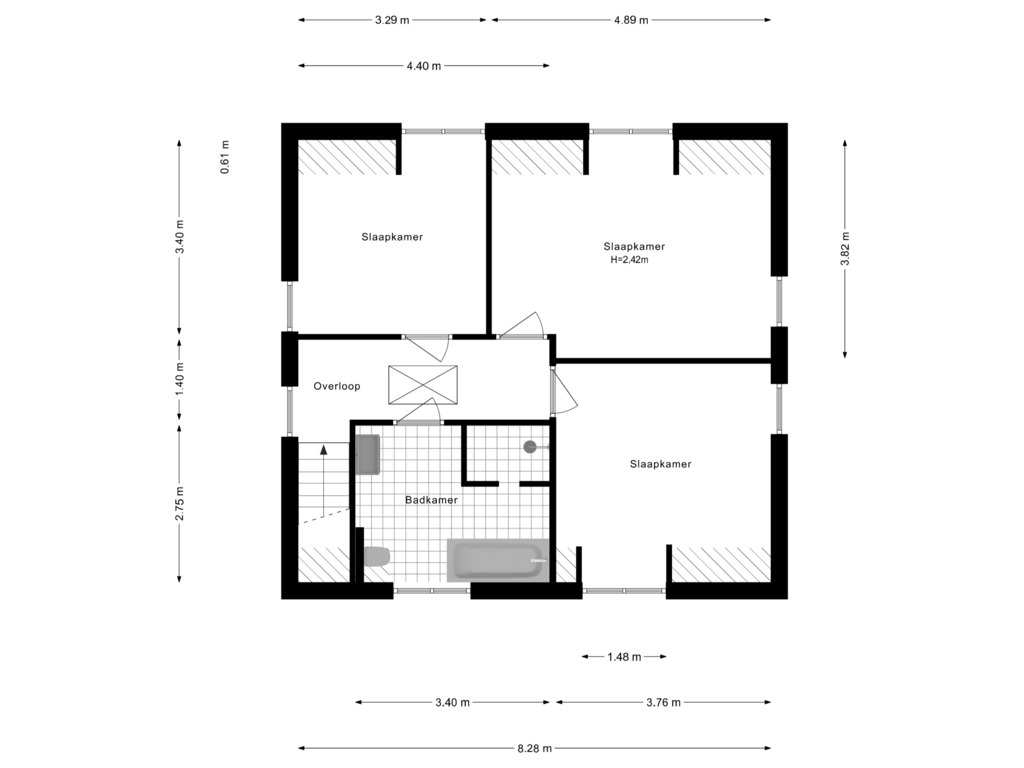 View floorplan of 1e Verdieping of Hermelijnvlinder 6