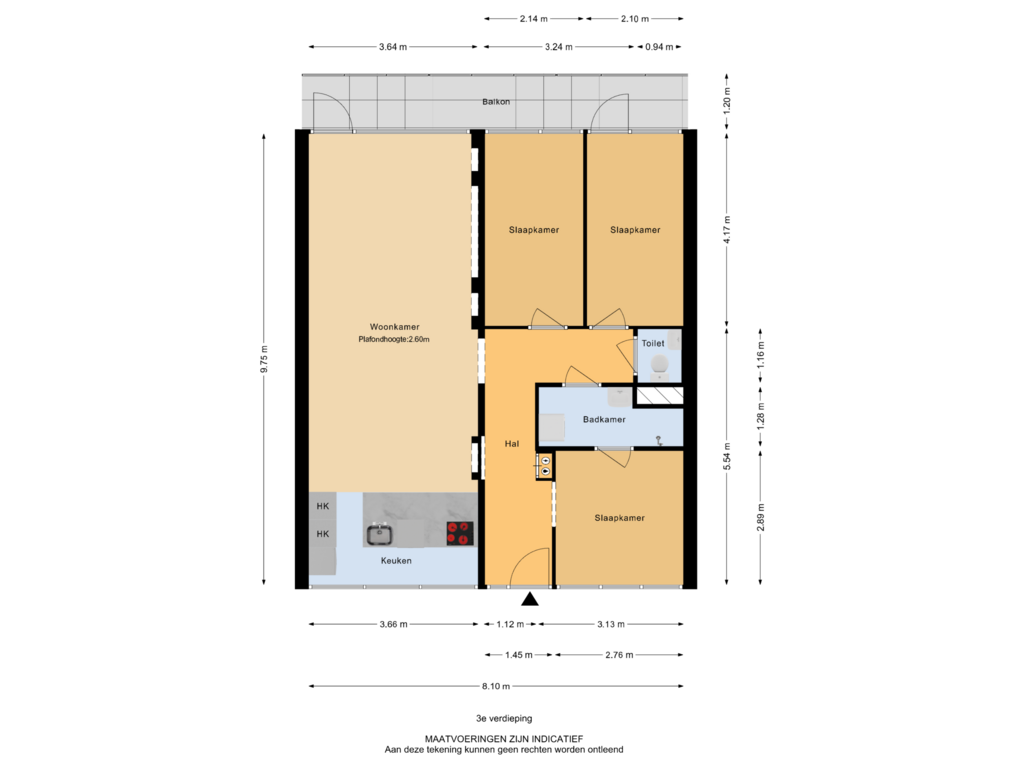 View floorplan of 3e verdieping of Sperwerstraat 20