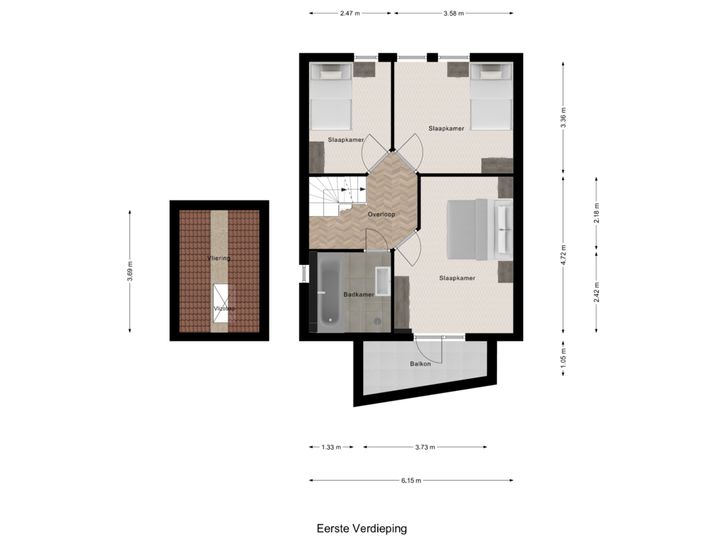 Bekijk plattegrond van Eerste Verdieping van Katsestraat 39