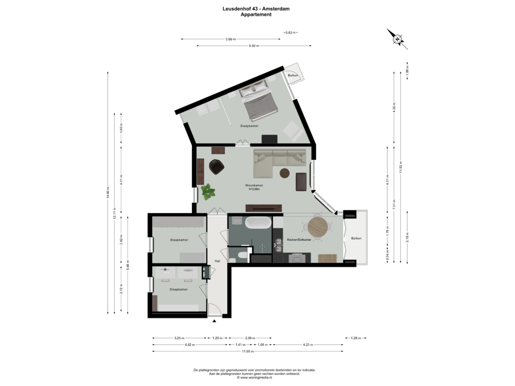 Bekijk plattegrond van Appartement van Leusdenhof 43