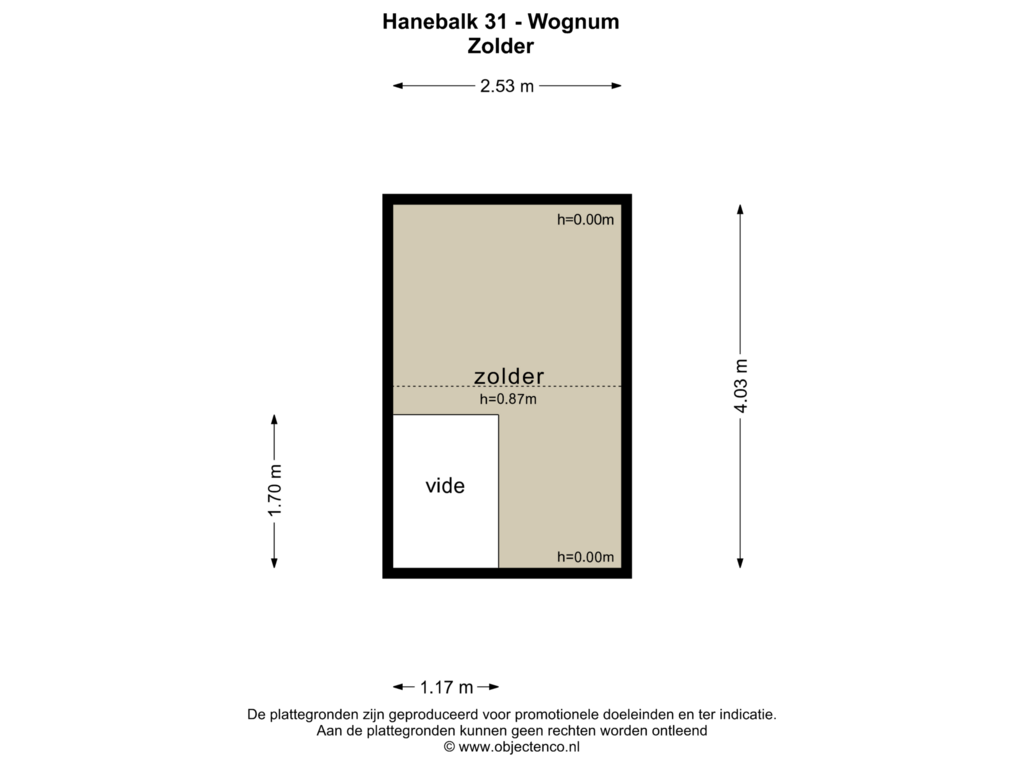 View floorplan of Zolder of Hanebalk 31