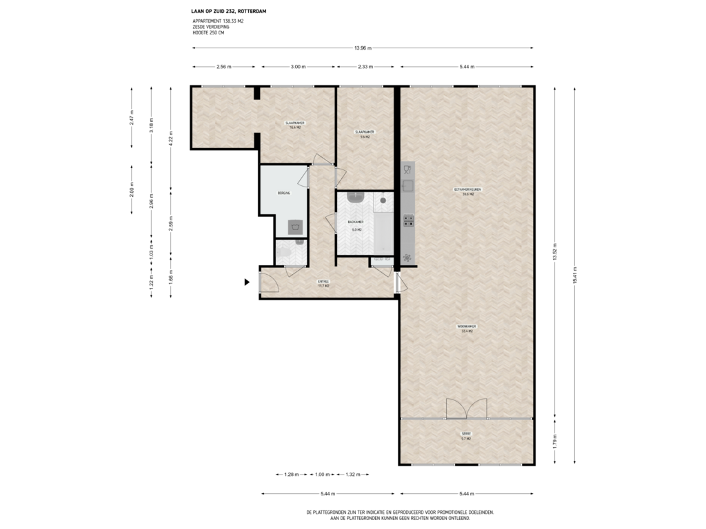 Bekijk plattegrond van 6e verdieping van Laan op Zuid 232