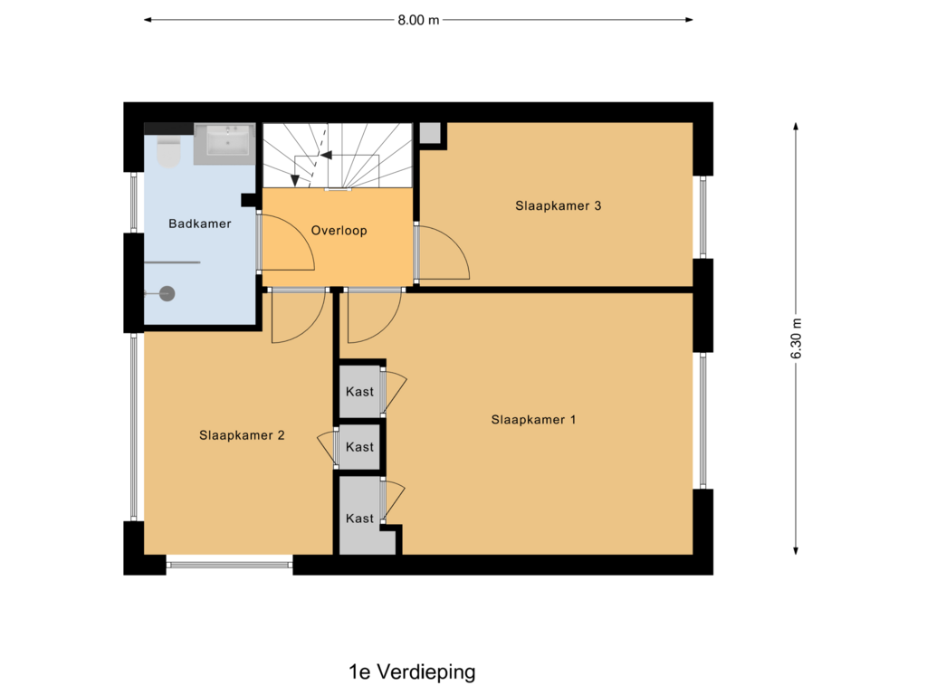 View floorplan of 1e Verdieping of Burg. Smijterweg 14