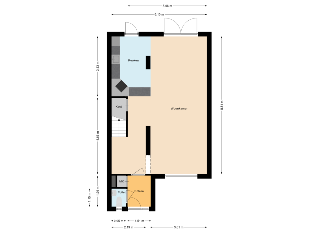 Bekijk plattegrond van Begane grond van Kwarteldonk 16