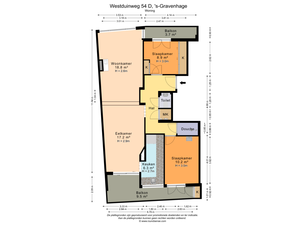 Bekijk plattegrond van Woning van Westduinweg 54-D