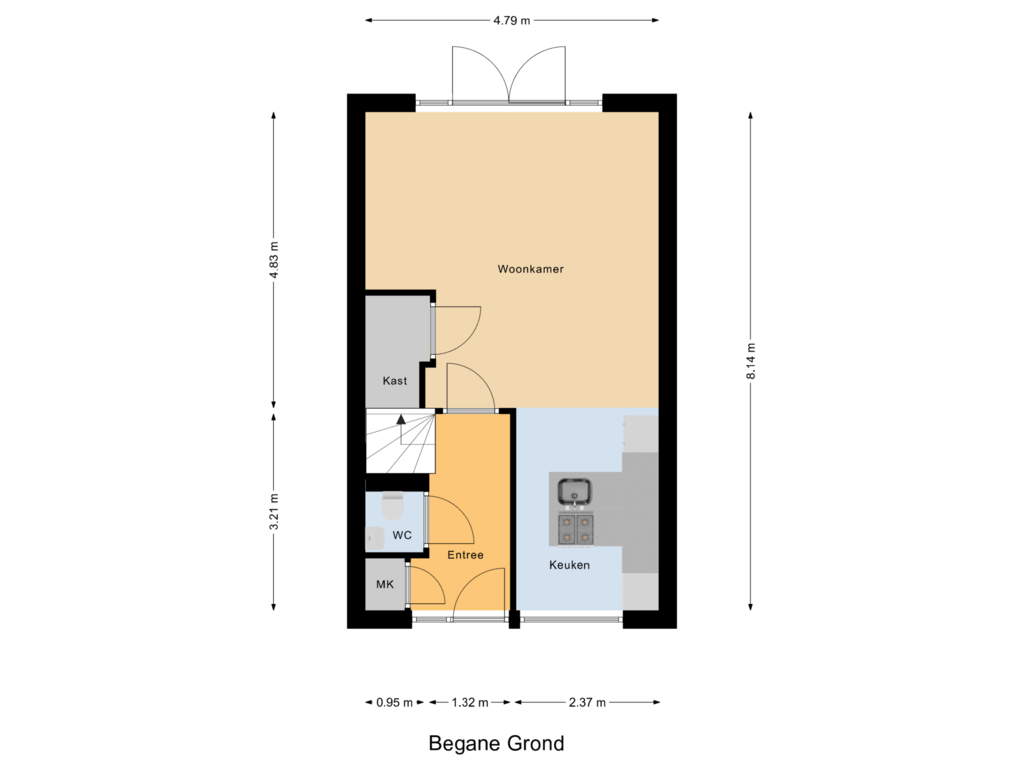 Bekijk plattegrond van Begane Grond van Trommelhof 23