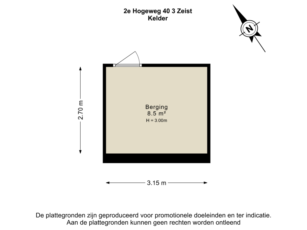 Bekijk plattegrond van Kelder van 2e Hogeweg 40-3