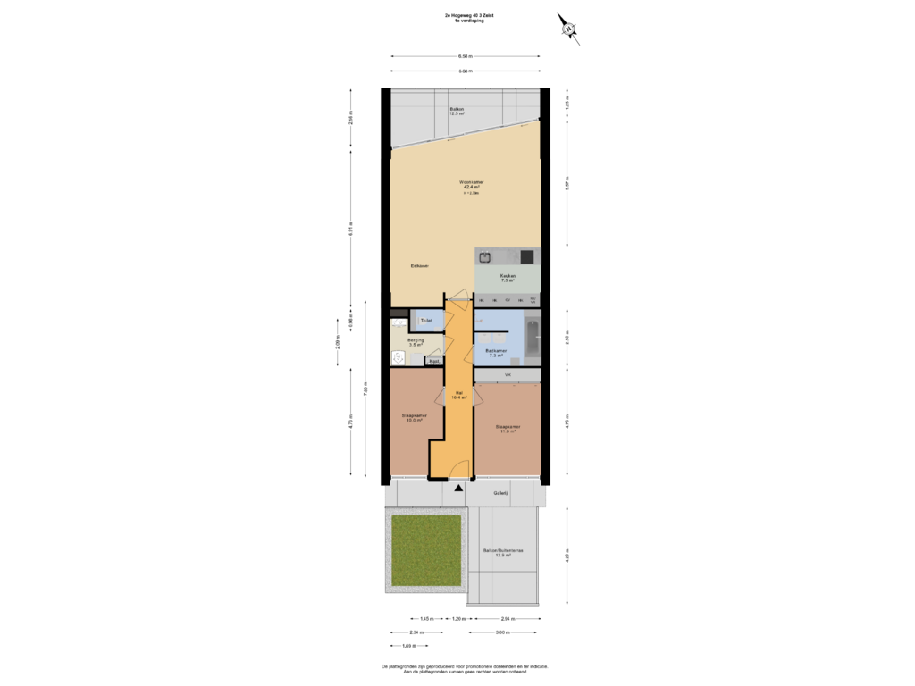 Bekijk plattegrond van 1e verdieping van 2e Hogeweg 40-3