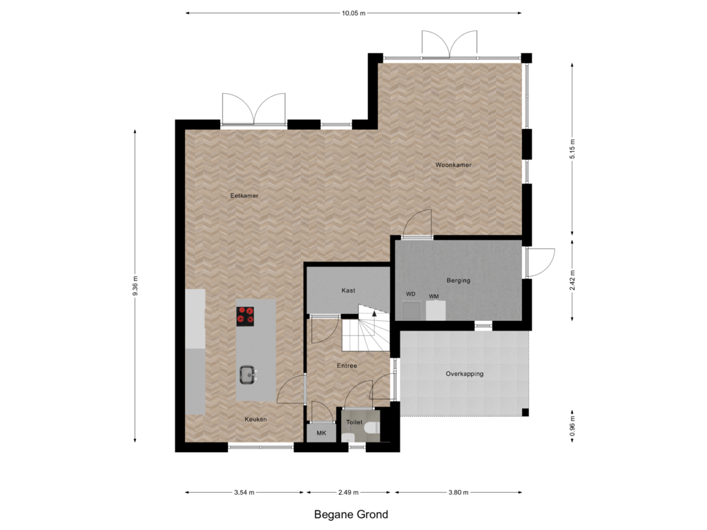 View floorplan of Begane Grond of Heereweg 35-D