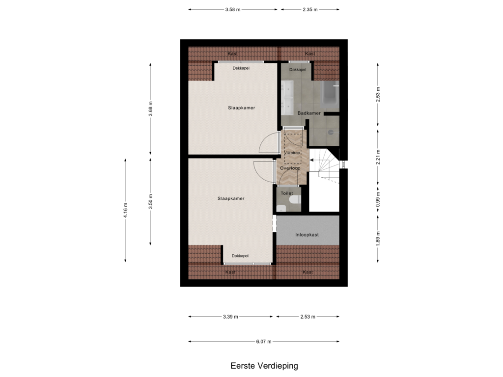 View floorplan of Eerste Verdieping of Heereweg 35-D