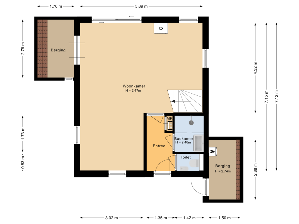 View floorplan of Begane grond of De Rug 3-203