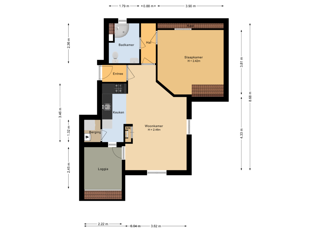 View floorplan of Appartement of Torenvalk 69-A