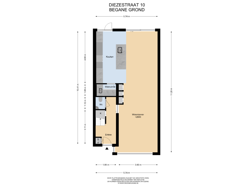 Bekijk plattegrond van Begane grond van Diezestraat 10