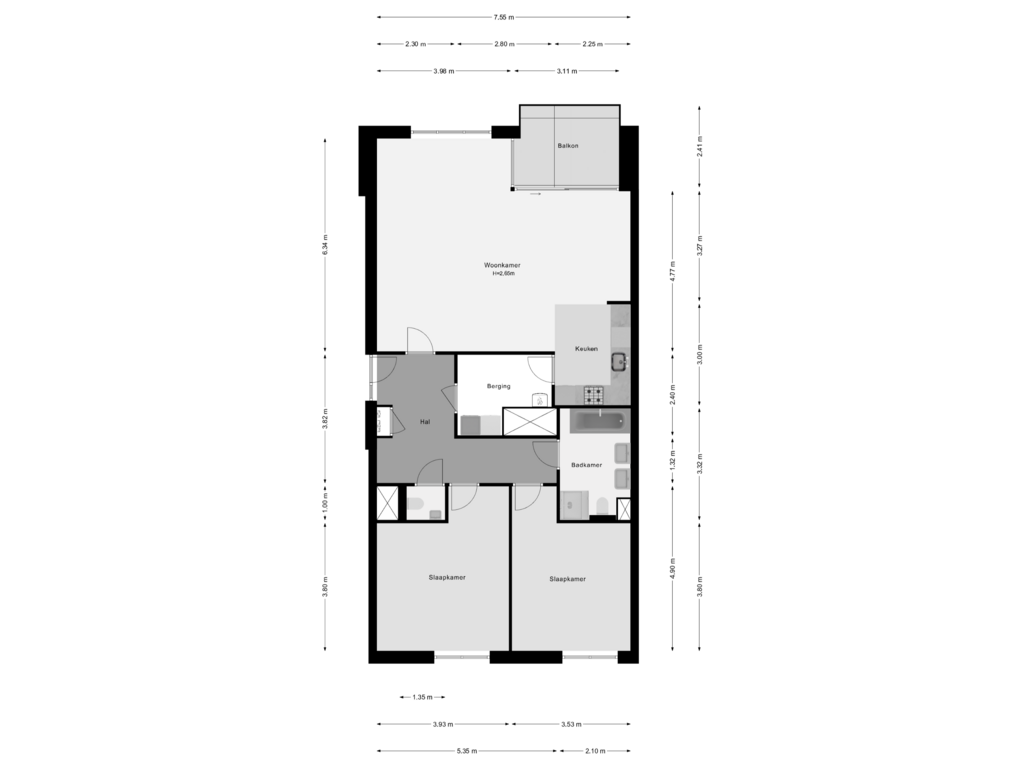 Bekijk plattegrond van Appartement van Chris Bennekerslaan 27-T