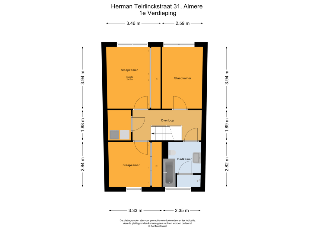 Bekijk plattegrond van 1e Verdieping van Herman Teirlinckstraat 31