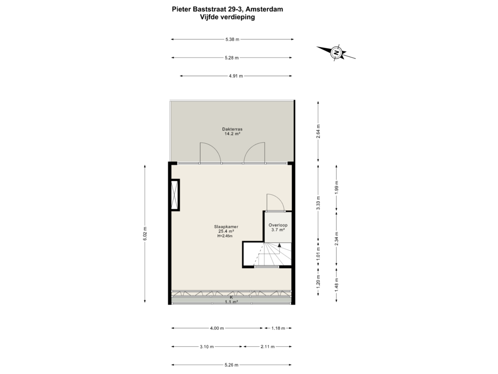 Bekijk plattegrond van Vijfde verdieping van Pieter Baststraat 29-3