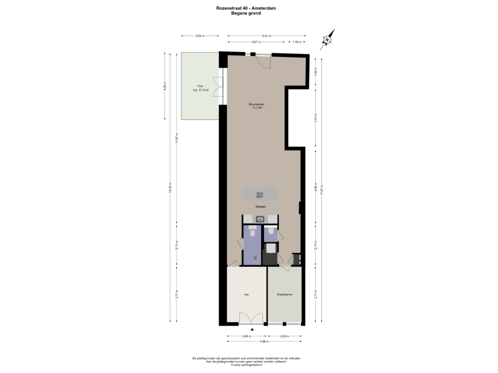 View floorplan of Begane_grond of Rozenstraat 40