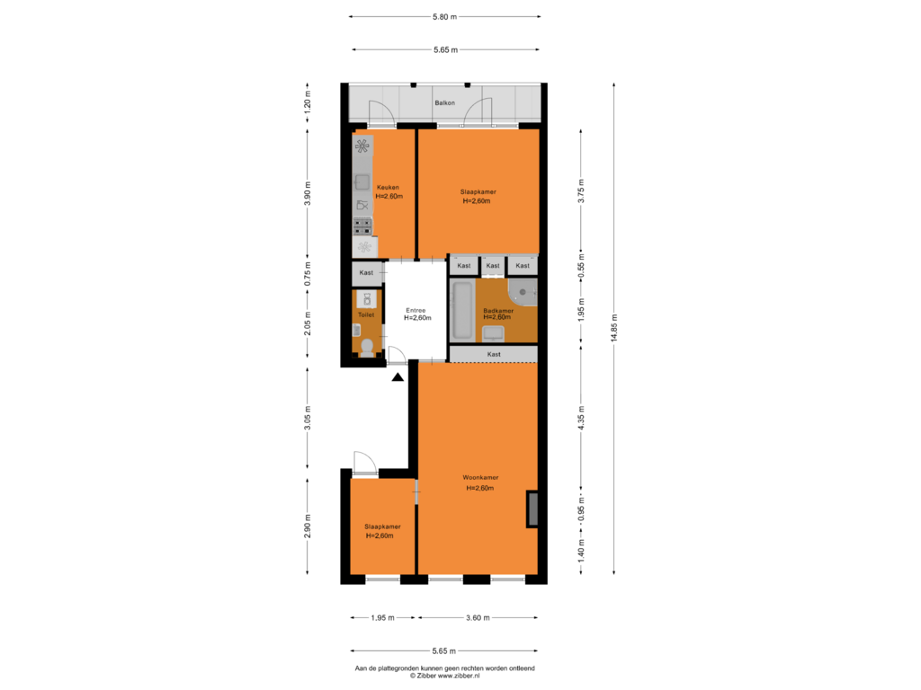 View floorplan of Appartement of De Clercqstraat 43-1