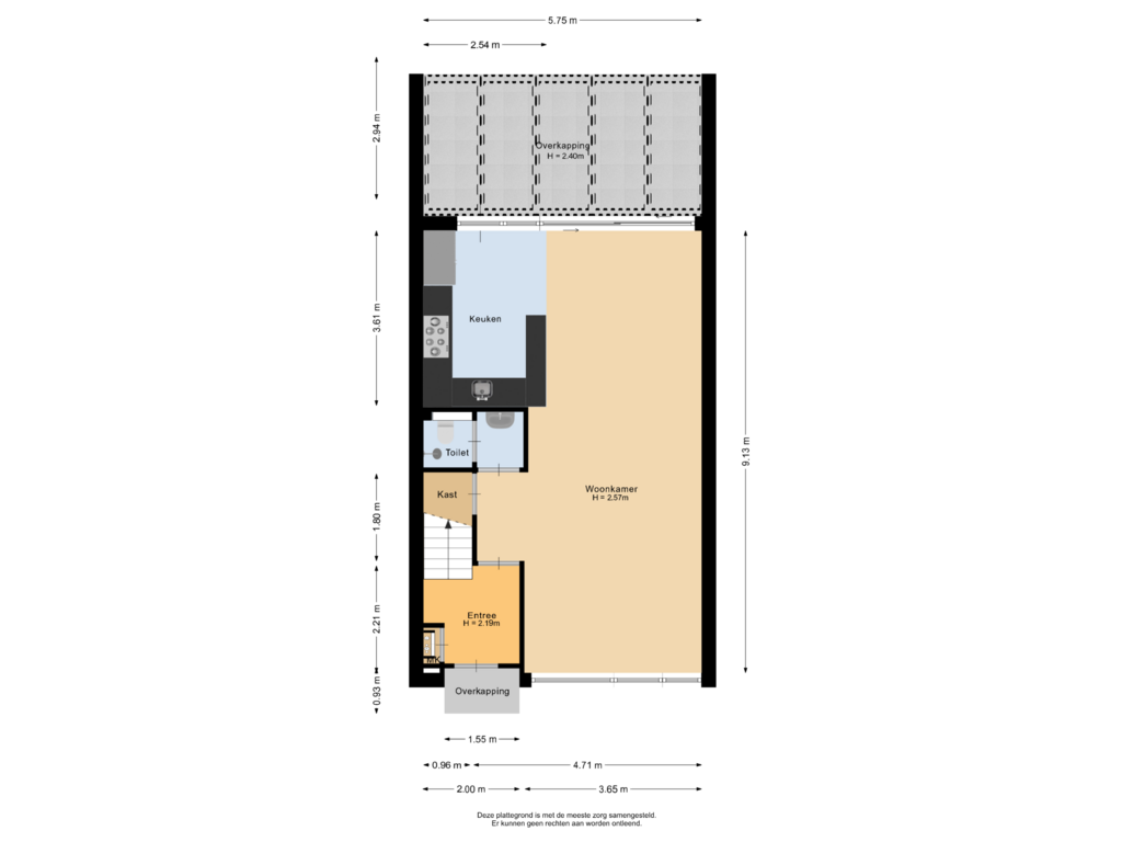 Bekijk plattegrond van Begane grond van Willemstraat 13