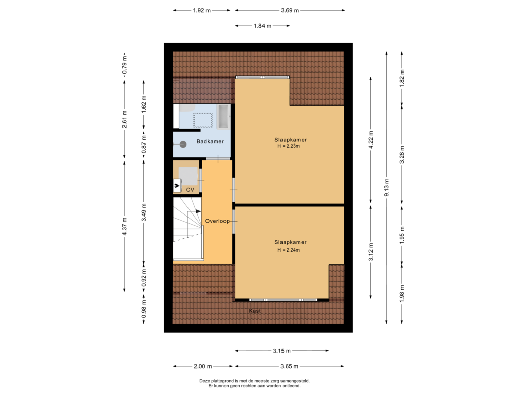 Bekijk plattegrond van Tweede verdieping van Willemstraat 13