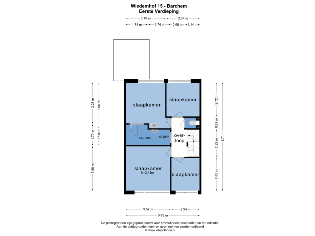 Bekijk plattegrond van EERSTE VERDIEPING van Wiedemhof 15