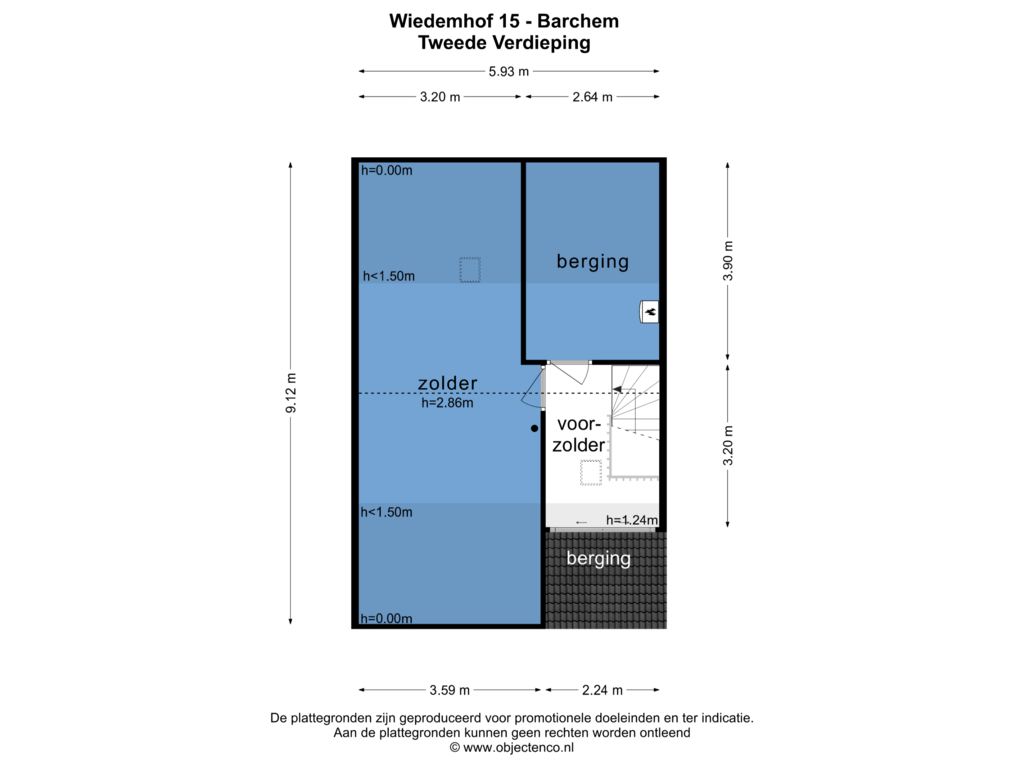 Bekijk plattegrond van TWEEDE VERDIEPING van Wiedemhof 15