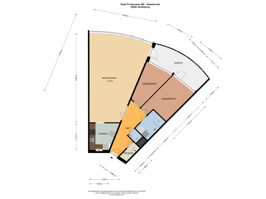 View floorplan of VIJFDE VERDIEPING of Galle Promenade 498