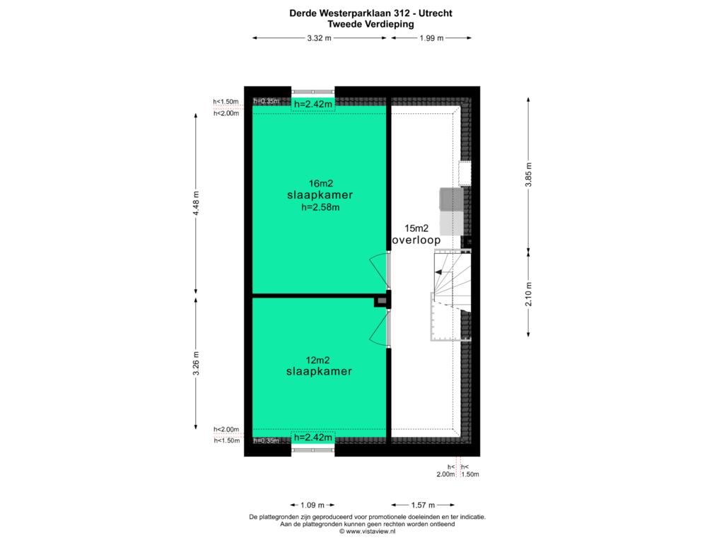 View floorplan of TWEEDE VERDIEPING of Derde Westerparklaan 312