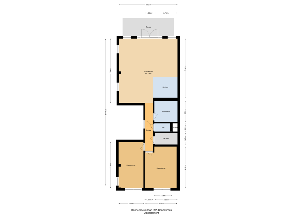 Bekijk plattegrond van Appartement van Bennebroekerlaan 39-A